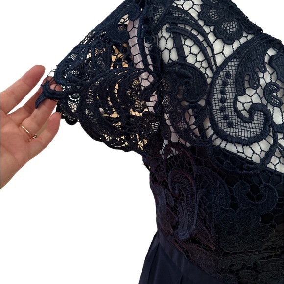 Evening Gown. Wedding party gown. Navy blue, detailed at waist. Size 8. - Picture 7 of 12